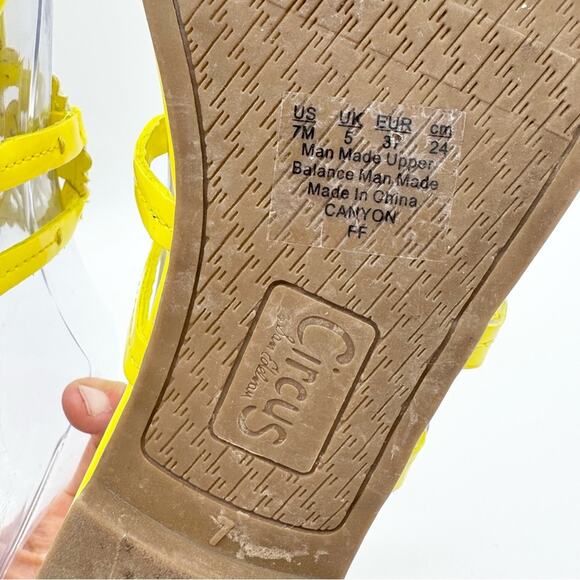 Circus NY by Sam Edelman Canyon Patent Flat Medallion Sandals Bright Yellow Sz 7 - Picture 14 of 15